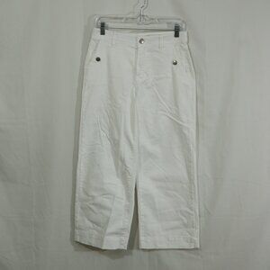 Curve Appeal Heritage Luxe Skylar High Rise Wide Leg crop White Jeans 4 28”